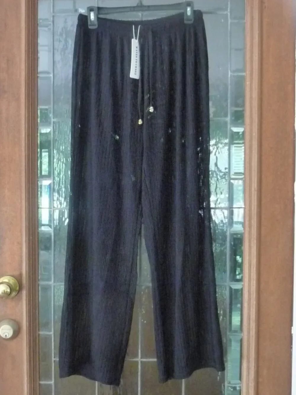 BLACK SHEER SWIM COVERUP PANTS 1X